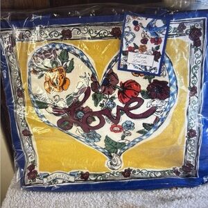 Brighton Canvas Tote Bag “Tied With Love”Blue and Yellow Retail $150